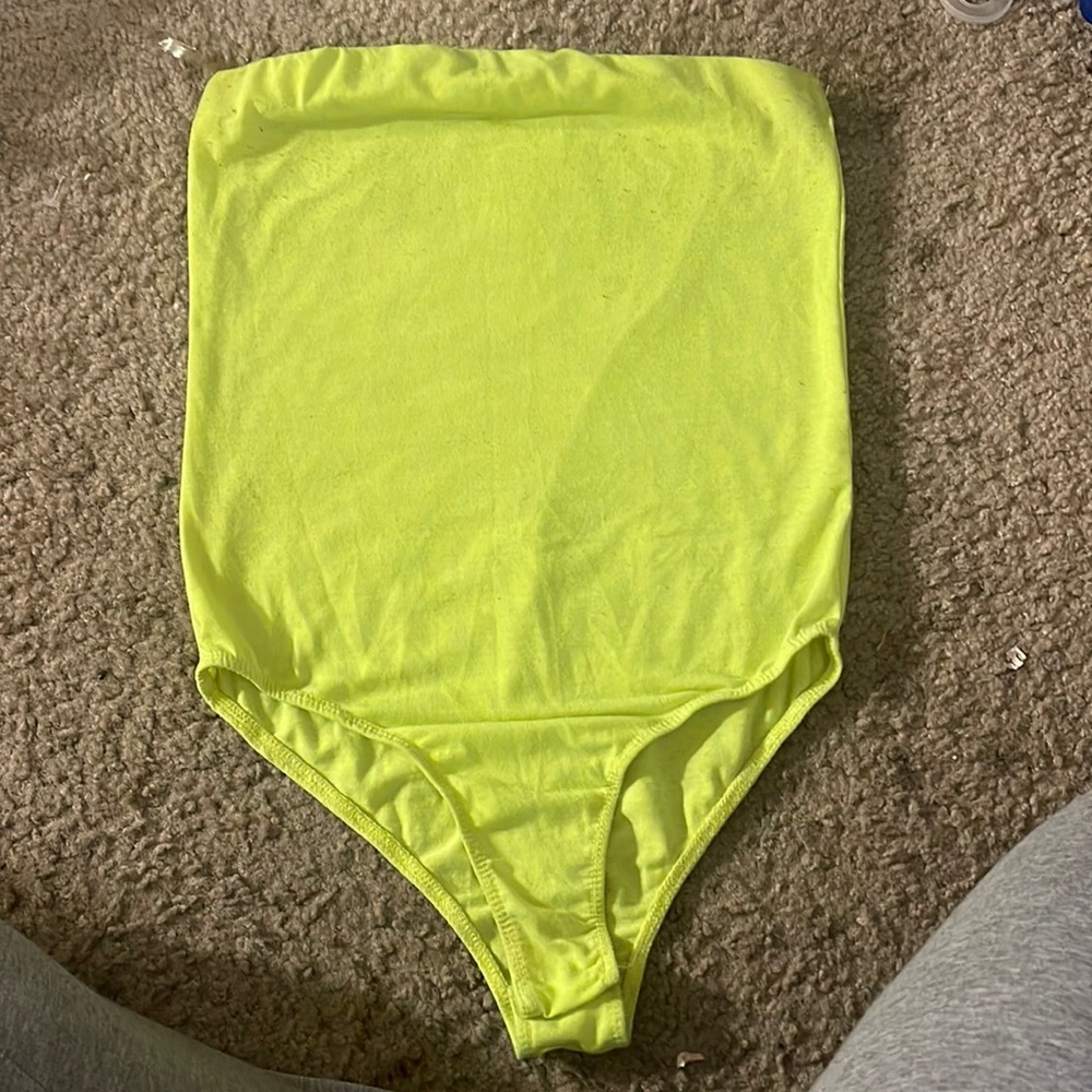 Neon green body suit